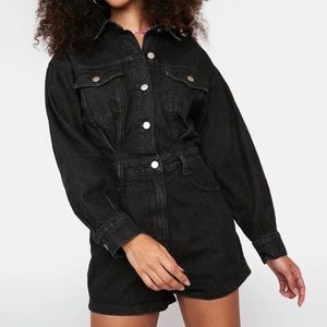 Zara - long sleeve denim romper